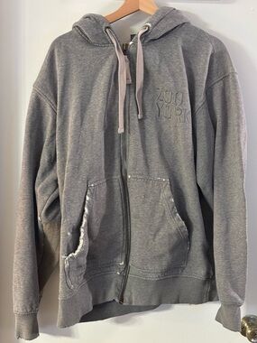 Vintage Zoo York Heather Gray Full-Zip Hoodie with Cowled Hood